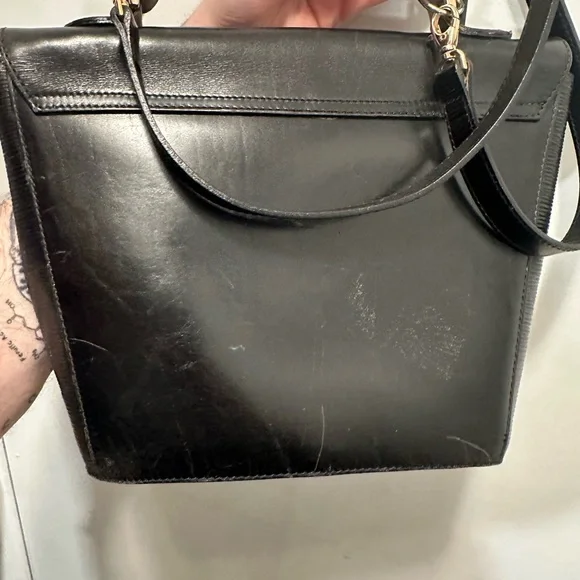 Fendi Black Leather Top-Handle Satchel with Embossed Medallion - Picture 9 of 15